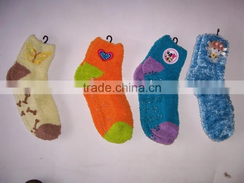 Girls Gender and Adults Age Group ankle fuzzy sock