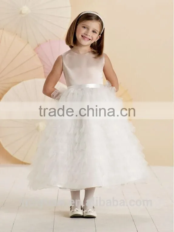 cute baby gown satin lace bow girl dresses long