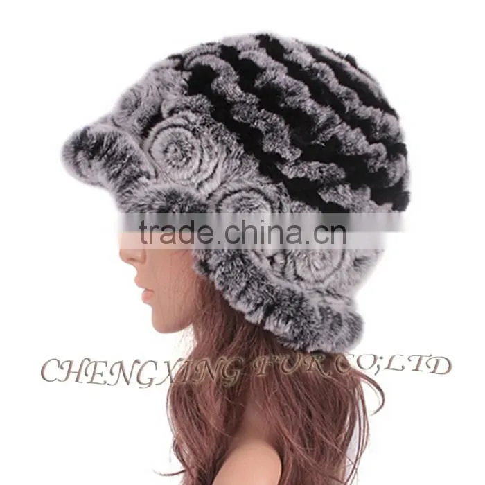 CX-C-195M Fashion Wholesale Hand Knitted Warm Rabbit Fur Winter Woman Hat