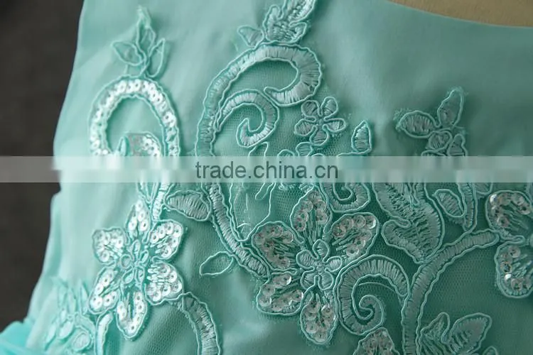 2017 Indian girls without dress pictures summer green Flower Puffy party dress Turkey girls shining Performance dance dresses