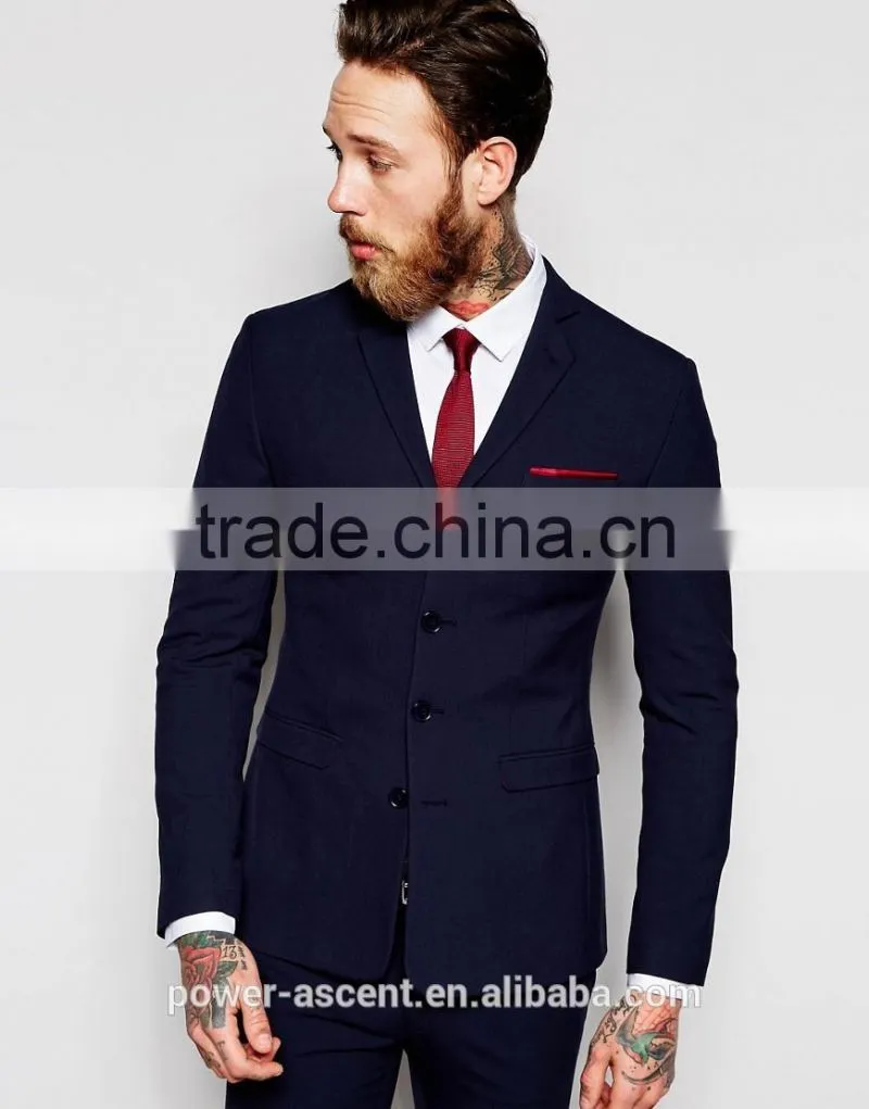 2016 men's new designer super skinny four bottons navy suit jacket