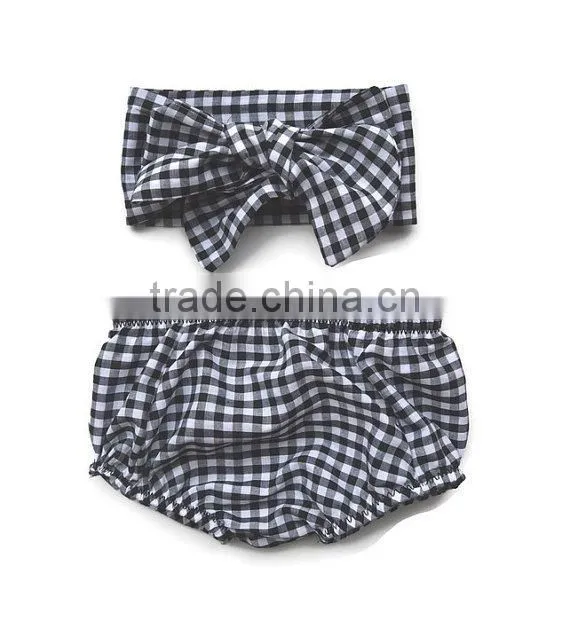 Striped bloomer with black pom poms for infant toddler little baby underwear