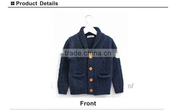 Fashion Lapel Collar Baby Boys Pattern Knitwear Cotton Children Cardigan Knitwear