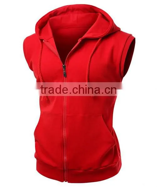 OEM new design cotton plain wholesale sleeveless hoodie women vest with pocket
