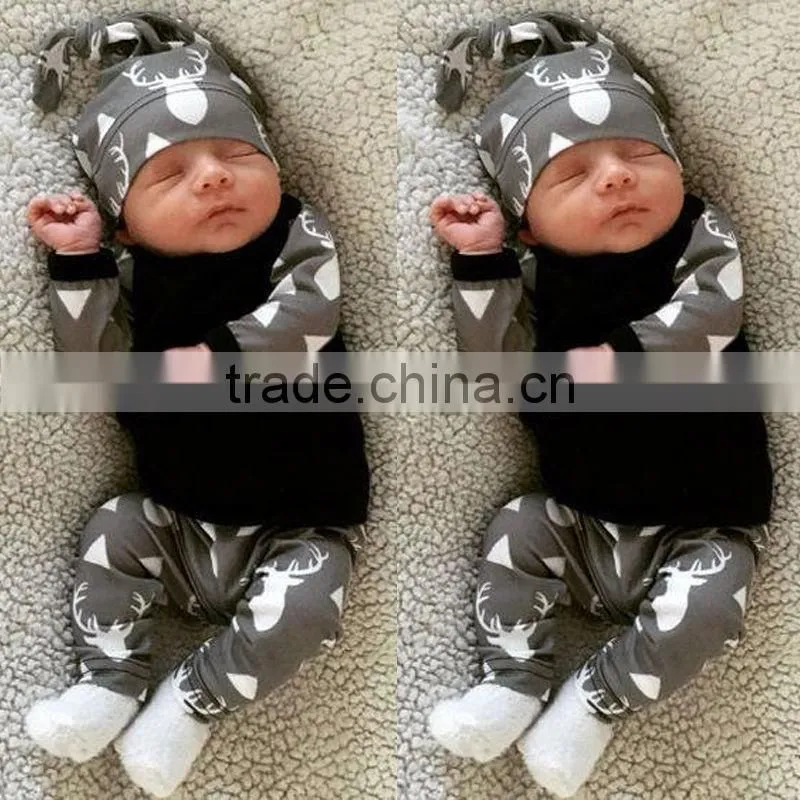 Cute Baby Clothing Deer Tops Long Sleeve T Shirt + Pants Baby Clothes Clothing Set