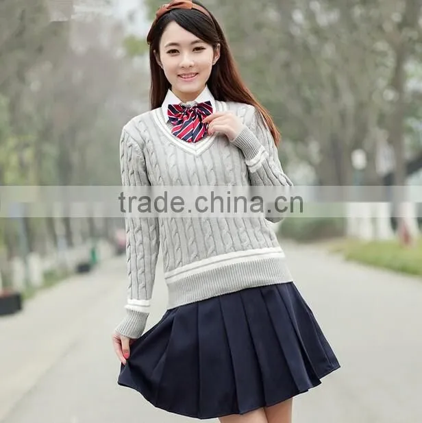 Own brand Junior and senior girls high school uniforms suit vest shirt school uniforms