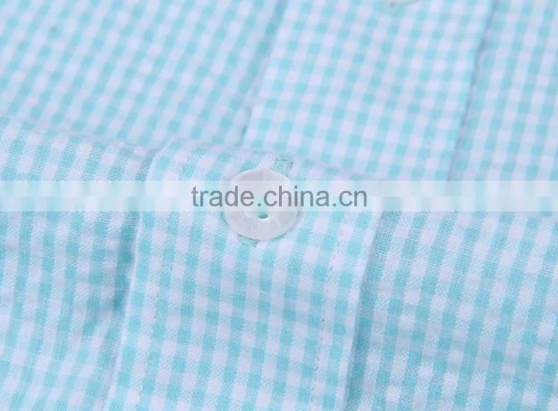2017 latest design seersucker men's short sleeve shirt