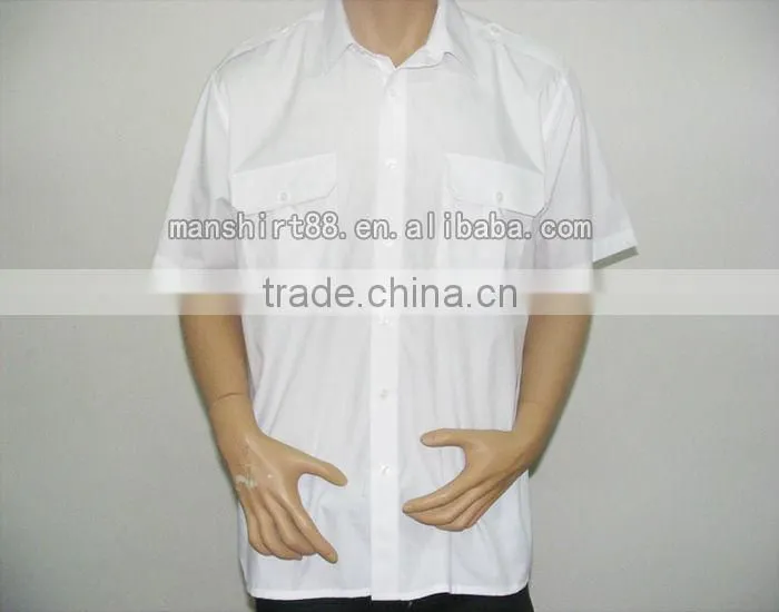 100%cotton Mens Shirts white casual Regular Fit Mens short Sleeve Shirts With Chest Pockets
