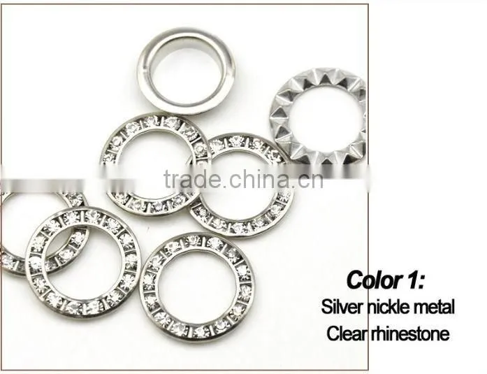 5 colors 22mm big round metal brass rhinestone eyelets crystal diamond grommets glass eyelets RE-22mm