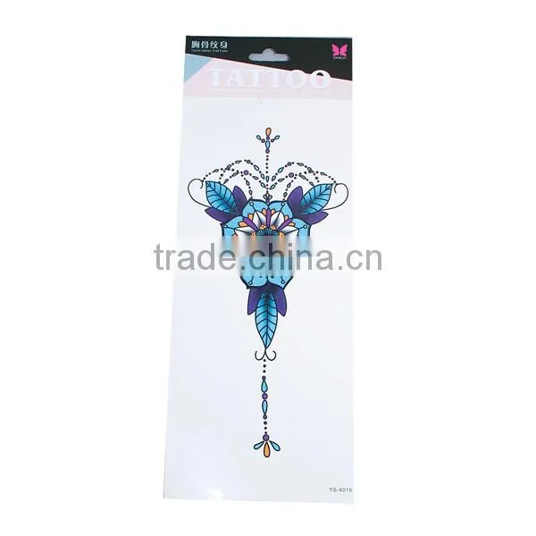 Paper Removable Waterproof Temporary Sternum Tattoo Sticker Body Art Multicolor Flower Leaves Pattern Temporary Tattoos China