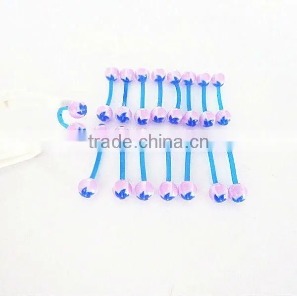 hot printed windmill acrylic ball EBA shaft flexible tongue piercing body jewelry