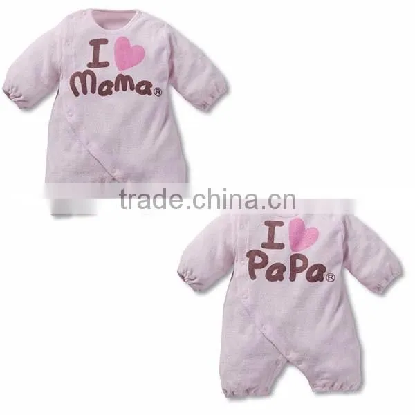 sweet heart cartoon letter long sleeve flat angle baby romper