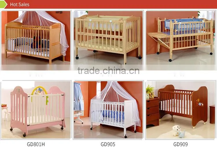 American Styled New born Baby Bed, Solid Wooden Adult Crib, Simple Design 4 In 1 Baby Crib bedding Set