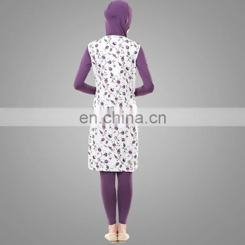 Three Pieces Muslim Swimming Suits with Vest Outwear Islamic Swimwear Design