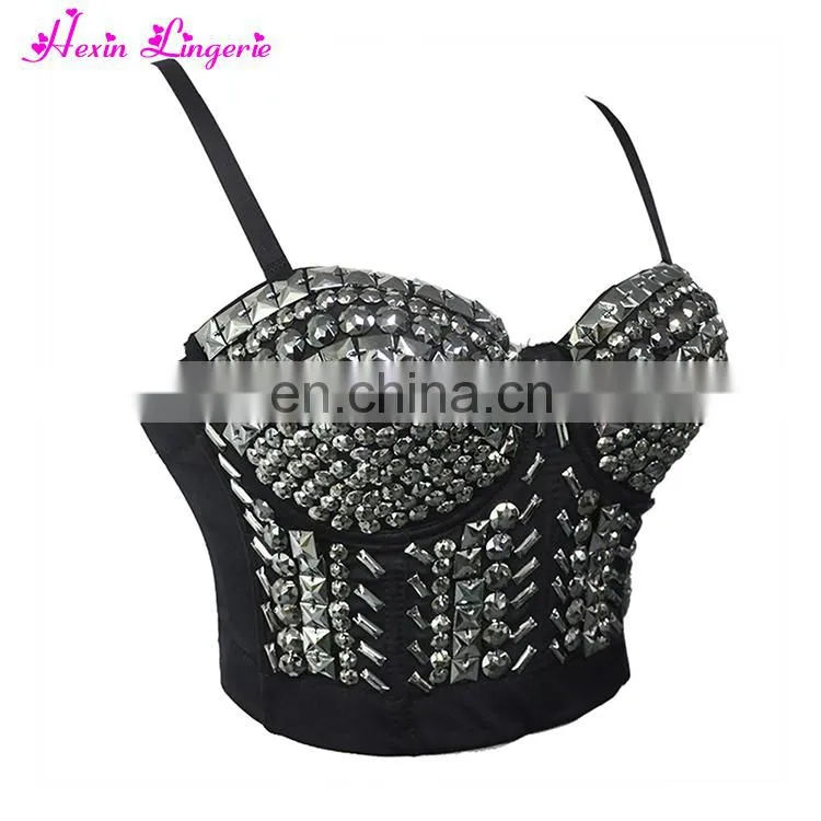 Fashion sexy Silver bead decoration hot teens factory in china bra push up