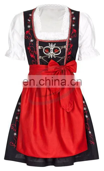 Handmade"Black 100%Cotton Dirndl German Bavarian Dress (Oktoberfest Dirndl)