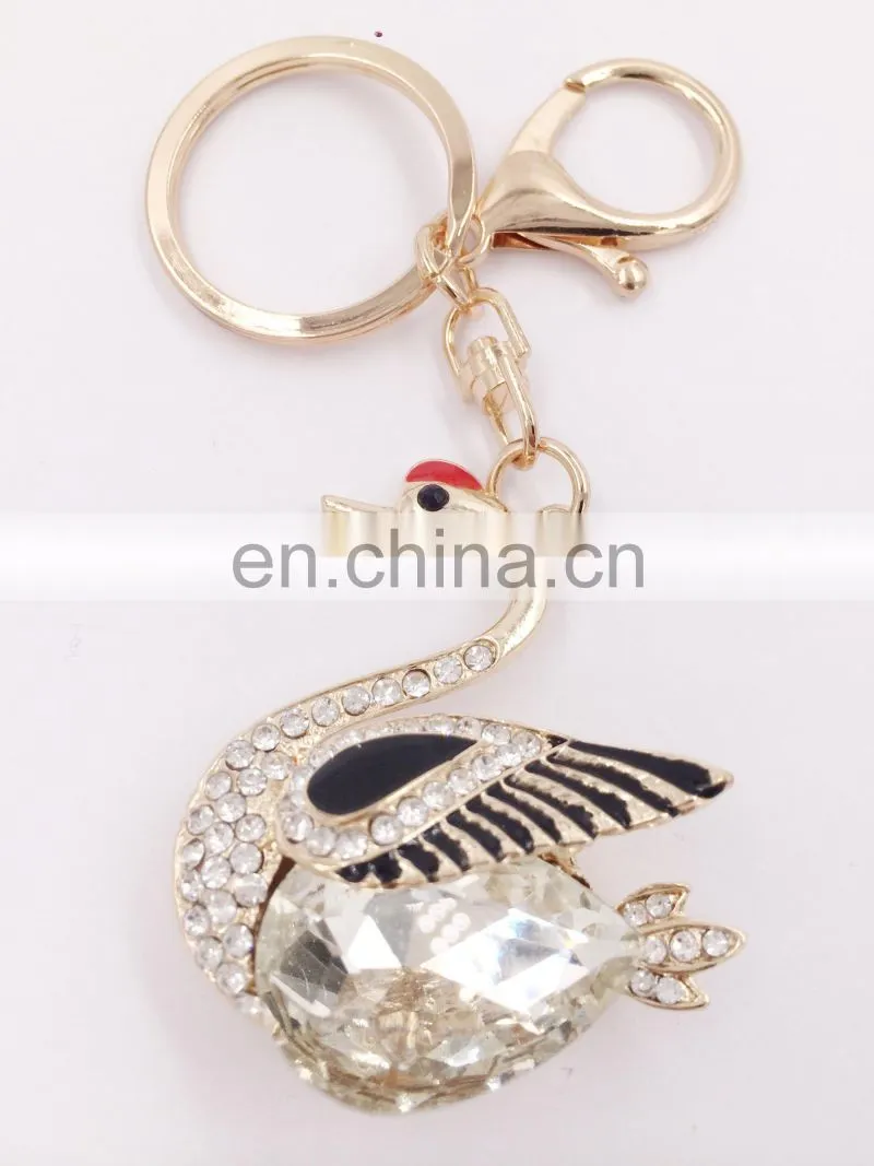 Swan Goose Keyring Animal Lovely Rhinestone Crystals Purse Bag Key Chain