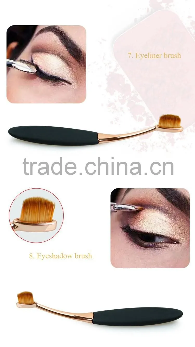 Tooth Shape Powder Foundation Brush/Oval Makeup brushes with Rubber handle/Metal make up Brush