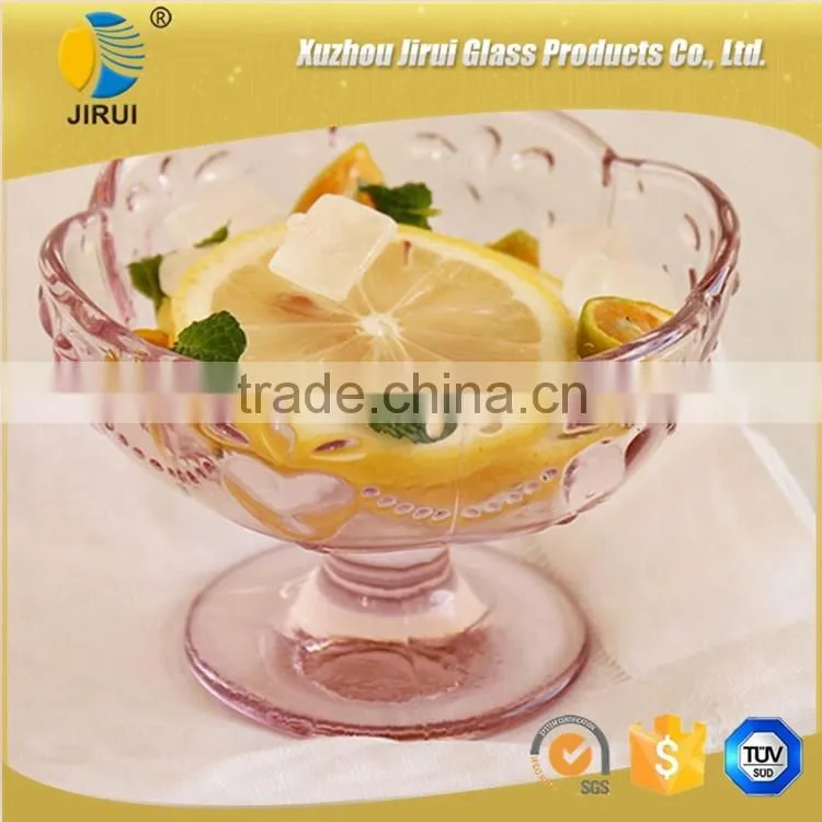 Colored glass cups for ice cream /fruit /salad in different patterns