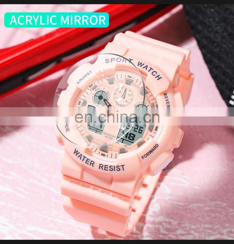 SANDA 3099 Lover's Sanda Couples Digital Quartz Watch Sport Watches LED 50M Waterproof Casual Shock Male Clock China Plastic