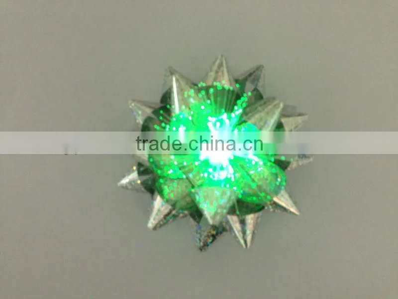 3.75" LED star ribbon bow Optical Fiber Gift Lighting Up Star Bows, Christmas Tree Decorative LED Bow, LED Ribbon Bow