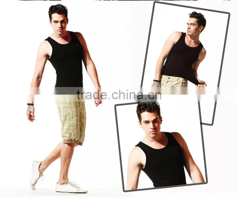 Lycra white color slim tank top for men made in china