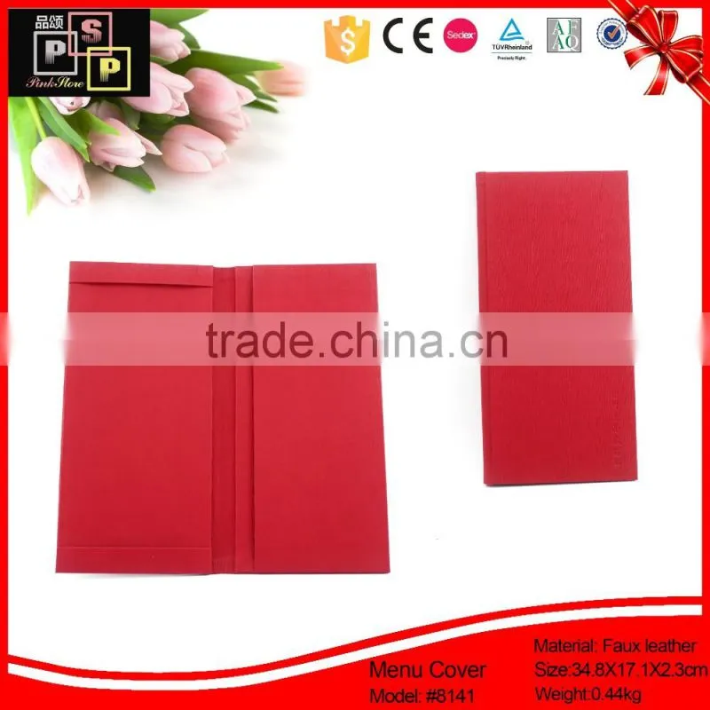 ecomomical best selling custom red leather durable menu cover