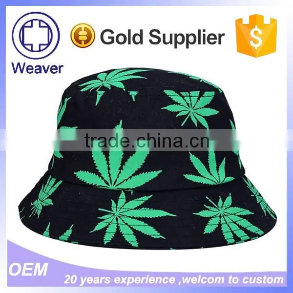 Outdoor Hat Custom Logo Cotton Black Leaf Sublimation Bucket Hat