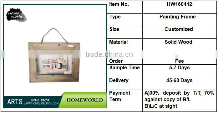 Small modern wooden wall mounted painting picture frame