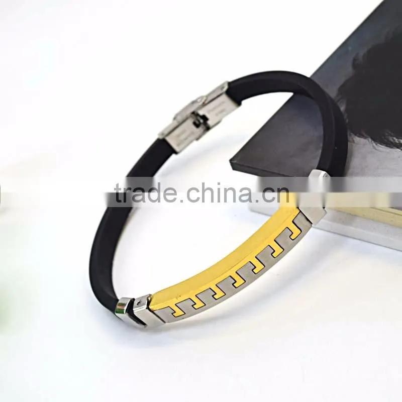 silicon magnetic bracelet black color stainless steel custom silicone bracelets