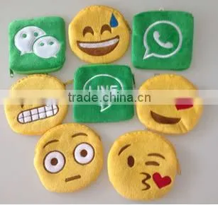 2015 hot sale free sample emoji plush wallets/ whats app emoji wallet /emoji wallets