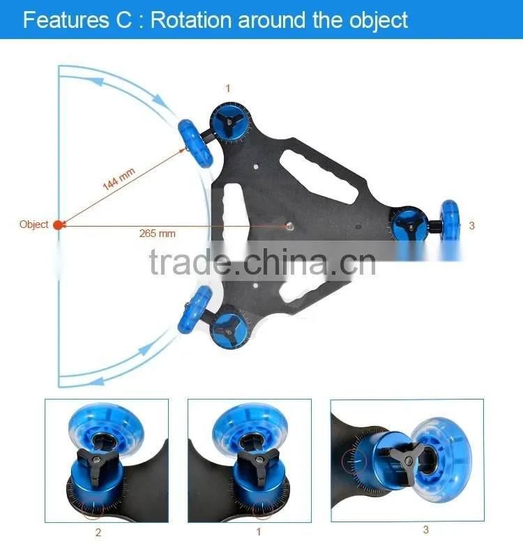 3 Wheels Triangle Vedio Rail Track Slider Table Dolly Car Skater for DSLR Camera