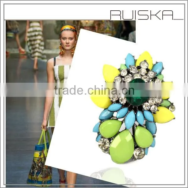 Wholesale Resin Beads Shourouk Style Fashion Rings Jewelry