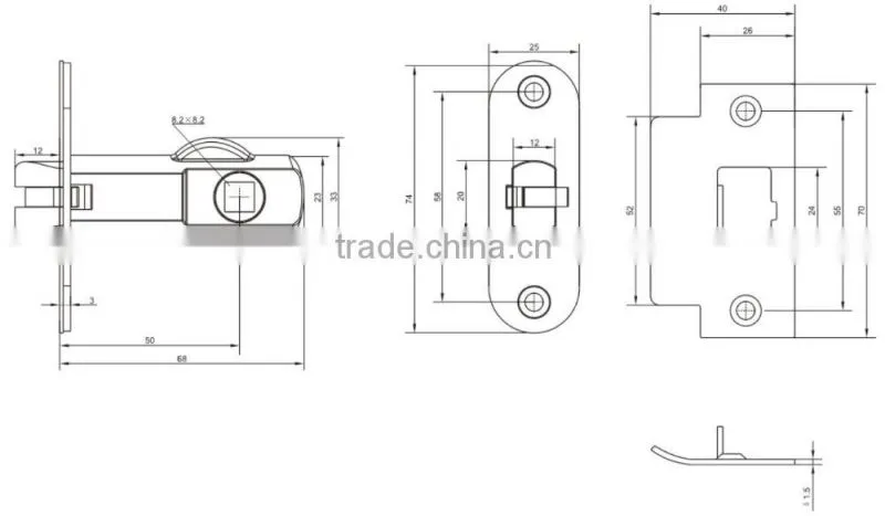 68mm Lock Bolt Through Tubular Latch