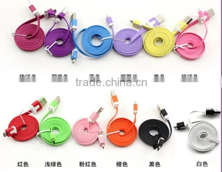 High quality,flat noodle micro usb cable.noodle colorful micro usb cable for samsung for mobile phone(MDC1030)
