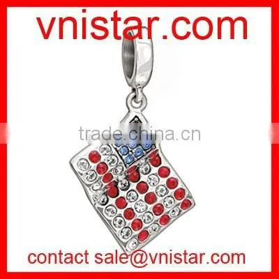 Vnistar metal alloy star shape large hole european style STATE flag beads for 2016 TB084