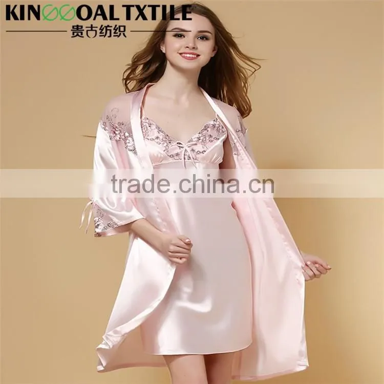 19mm High Grade woman's Long Classic 100% Silk Jacquard Pajama