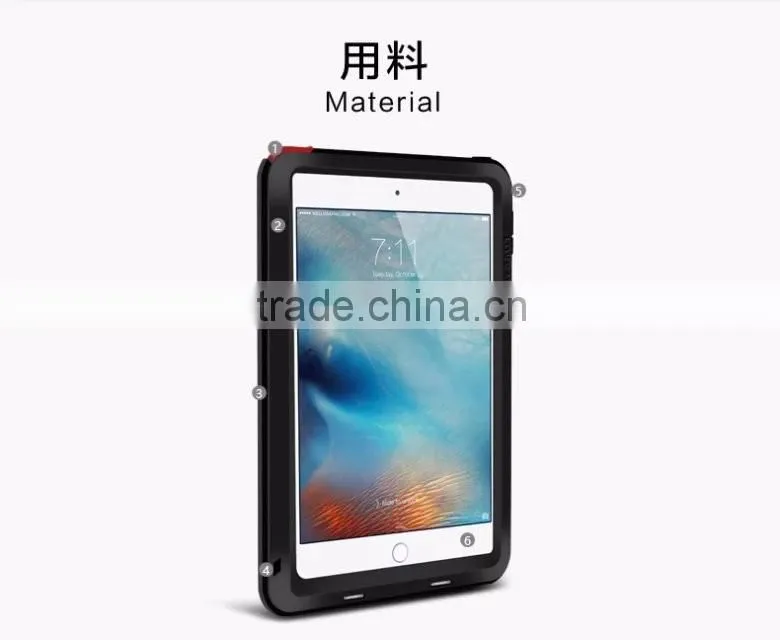 Love Mei Metal Polymer Powerful Gorilla Glass Waterproof Shockproof Dirt proof Protective Cover Case For iPad Mini 4 TB-0148