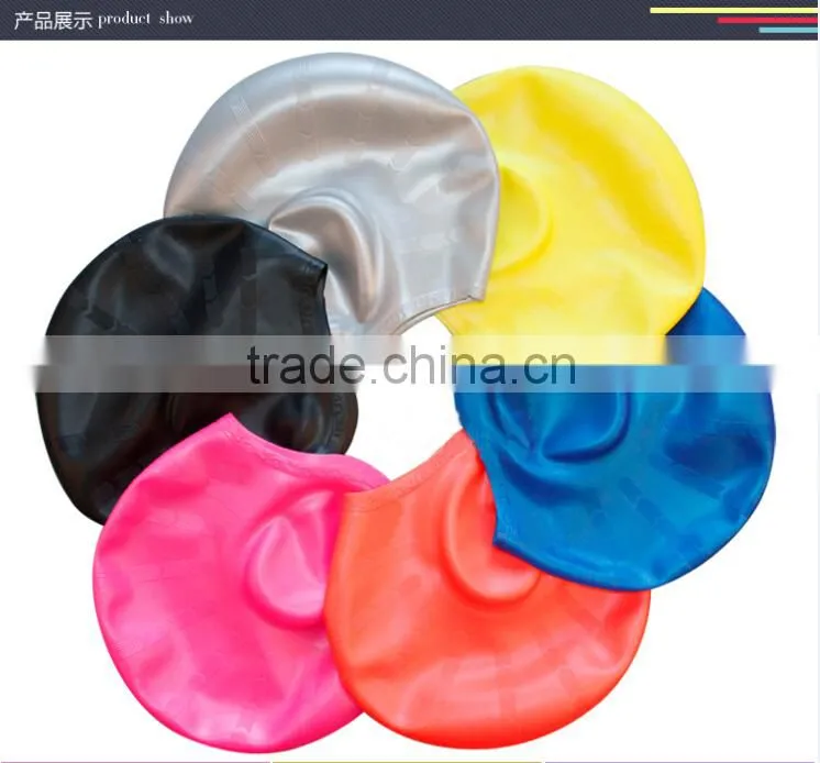 Waterproof custom silicone long hair swim caps/ear protection swimming cap