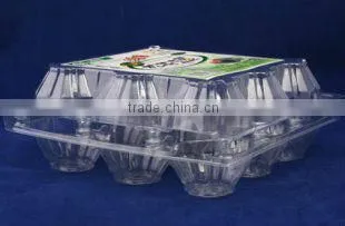 plastic egg container,PET egg packing tray,clear egg box,9 cavities