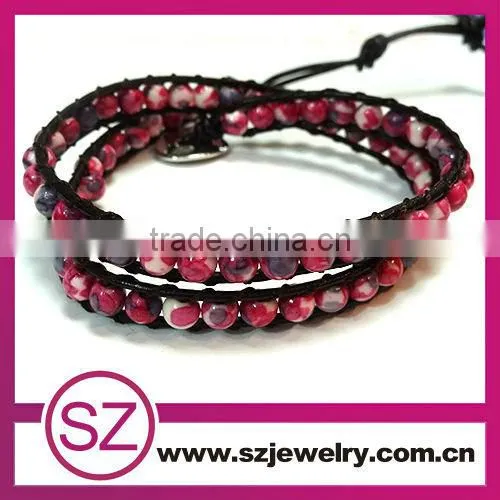 new style white gemstone wholesale european style leather wrap love bracelet