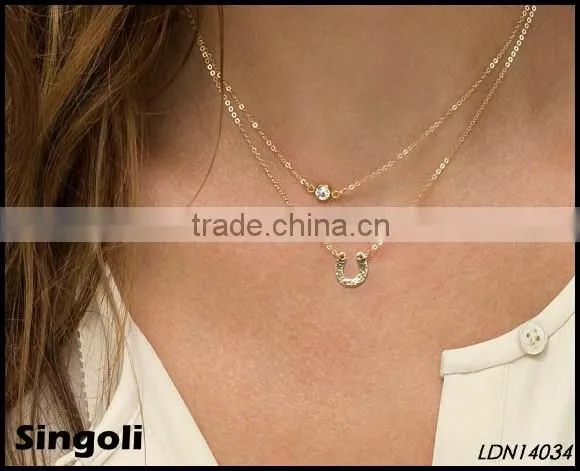 Tiny Horsehoe Necklace Delicate Chain in 14k Gold Fill, Rose Gold Fill Dainty Horseshoe Necklace