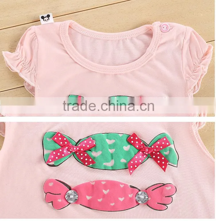 2016 baby girl summer set chest applique girls boutique clothing sets children's clothing sets for girls