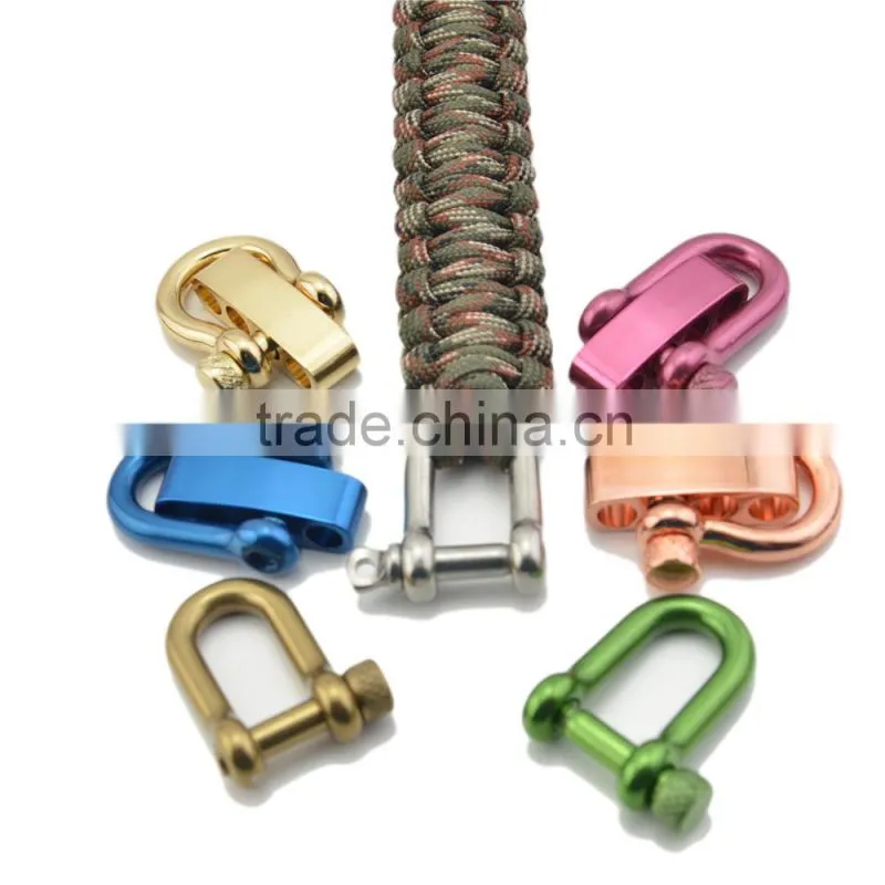 Adjustable stainless steel D Shackle for paracord bracelet