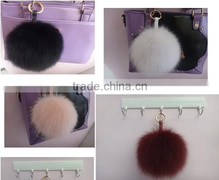 2016 New Fashion genuine fox fur ball for keychain bag toy Accessories
