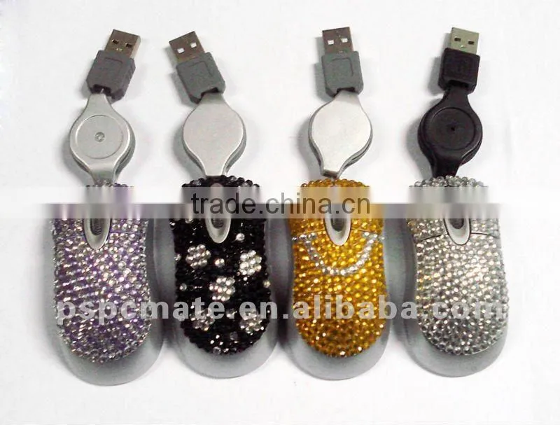 mini usb wired diamond /crystal mouse
