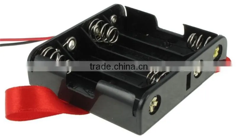 4 "AA" Battery Holder w/ Leads and Ribbon,BH348-R battery holder ,AA battery holder