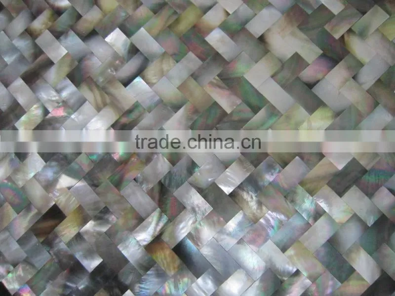 Blacklip shell mosaic tile in herringbone pattern,sea shell tile
