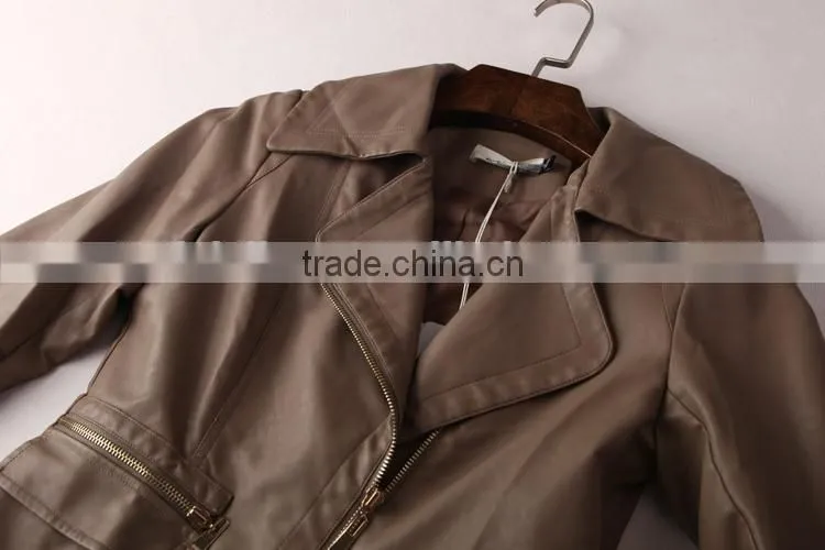 Modern design 2014 women pu leather jacket