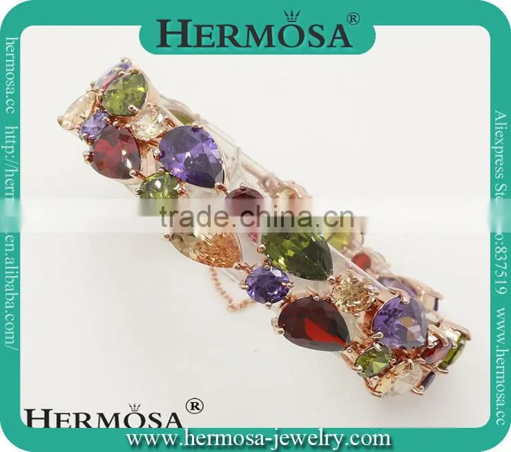 Hermosa Jewelry Love Heart Crystal Topaz Girls Costume Party Silver Pendant